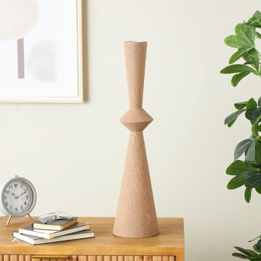 26.5" Brown Art Deco Fluted Metal Vase
